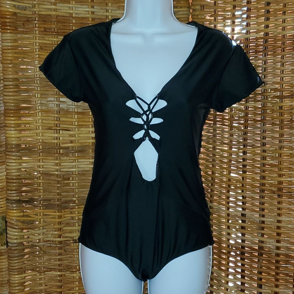Acacia Black Animal Reversible One Piece Swimsuit L